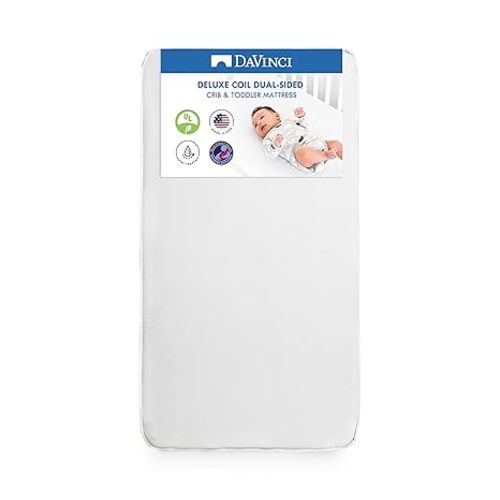 DaVinci Deluxe Coil Dual-sided Crib & Toddler Mattress, Extra firm, Waterproof, Greenguard Gold Certified