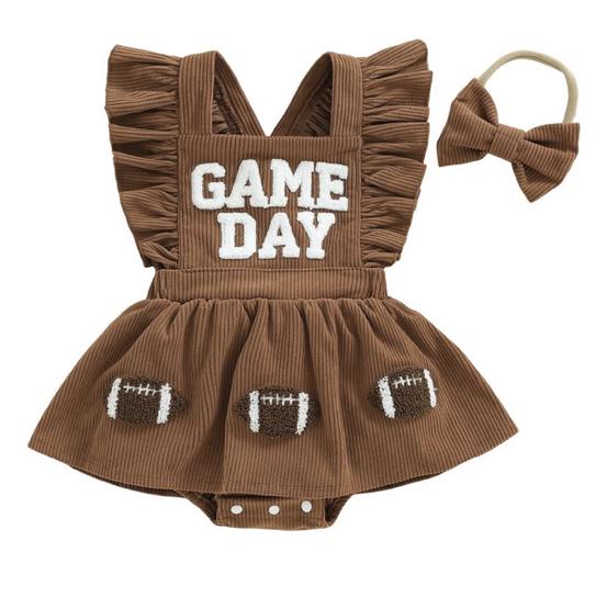 GAME DAY Corduroy Romper Dress - Hazel & Bo