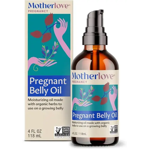 Motherlove Pregnant Belly Oil (4 oz) Natural Moisturizer to Soothe Itchy Skin & Prevent Stretch Marks—Non-GMO, Organic Herbs, Vegan