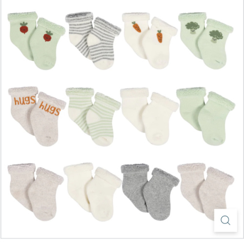 12-Pack Baby Neutral Happy Veggies Terry Wiggle Proof® Socks – Gerber Childrenswear