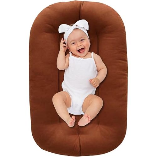 Baby Lounger for Newborn Babies 0-24 Months, Bionic Organic Lounger for Baby, Soft Cotton Breathable Infant Lounger for Home and Travel (H)