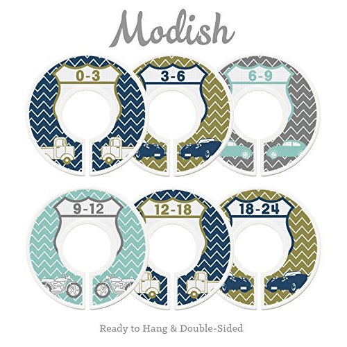 Modish Labels Baby Nursery Closet Dividers, Closet Organizers, Nursery Decor, Vintage Cars, Retro Cars, Uptown Traffic Nursery Decor