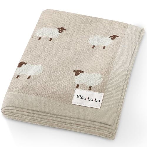 Amazon.com: Bleu La La Baby Swaddle Blanket - 100% Luxury Cotton Knit Soft Cozy Lightweight Unisex Receiving Crib Stroller Quilt Blanket for Shower Gift Registry for Newborns Infants Toddlers (Sheep - Khaki) : Baby