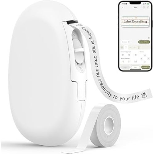 SUPVAN Label Makers E10 Mini Bluetooth Label Printer Wireless Labeler Label Maker Machine Multiple Templates Available Labelmaker for Office Organization Home Kitchen Storage (White)