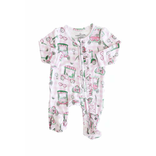 Birdie Babes Ruffle Zipper Footie | Pink (Newborn)