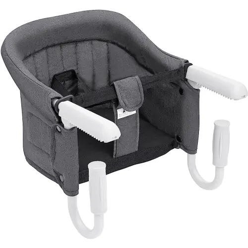 Hook On High Chair, Portable Clip on Table High Chairs for Babies and Toddlers, Removable and Washable Baby Feeding Seat, High Load Design, Attach to Table for Home and Travel- Grey