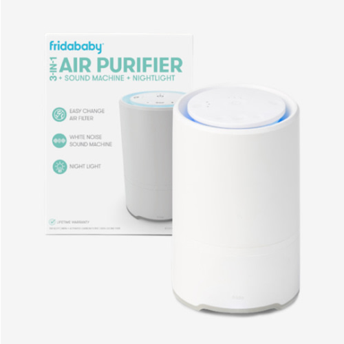 Frida Baby 3-in-1 Baby Air Purifier for Allergy Relief, Sound Machine for Sleeping + Nightlight, HEPA Filter Purifier for Bedroom with 3 Fan Speeds, Easy-Change Filter, Auto-Off Timer