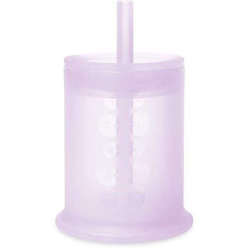 Olababy Silicone Training Cup with Straw Lid | Babies Water Drinking Cup | 6+ Mo Infant To 12-18 Months Toddler | Sippy Cup For Kids & Smoothie Cup | Baby Led Weaning (Lilac, 5 oz)