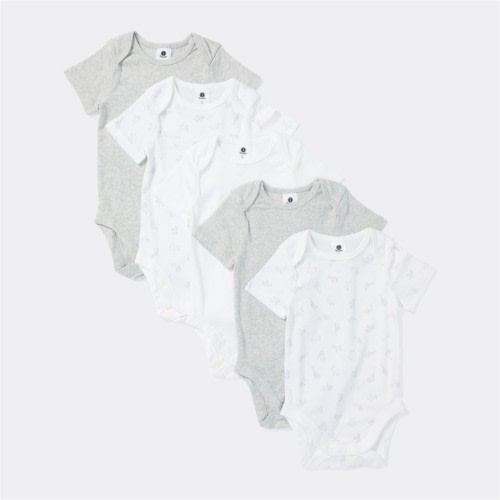 Dymples Baby Short Sleeve Bodysuit 5 Pack - Grey & White