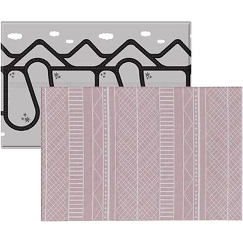 Ruggish Cali Play Rug 4.8 x 7.0 ft - Soft Cushion Reversible Baby Kids Playmat + Interactive Play Map + Waterproof (Rose)