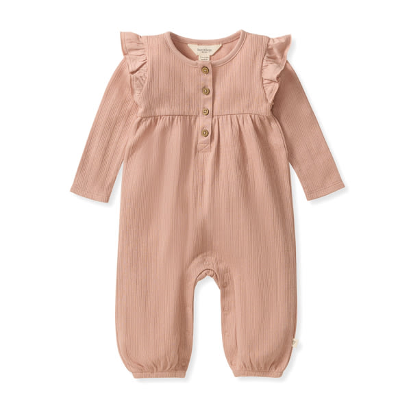 Ribbed Pointelle Baby Girl Jumpsuit