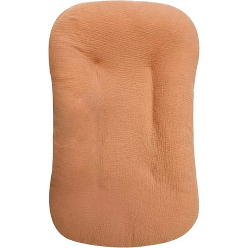 Muslin Baby Lounger Cover, Baby Padded Lounger Cover, Infant Floor Seat Cover, Organic Cotton Removable Slipcover Fits Newborn Lounger for Boys and Girls(Light Brown)