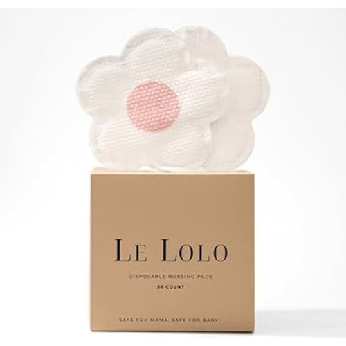 Le Lolo Floral Disposable Nursing Pads | 3X More Absorbent, 6-Layer Ultra-Thin Design, Breathable Fabric, Wrapper-Free, Leakproof, Discreet Breastfeeding Pads (50 Count)