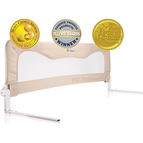 Bed Rails for Toddlers &Infants – Kids Bed Safety Guard rail –Toddler Bed Rails for Twin, Full Size, Queen &King Mattress – baby bed rail For children – Extra Long Crib rail Guard -Beige (59L19.5H in)