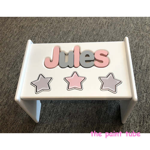 Jules Pink/Grey Stars Puzzle Stool