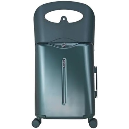 MiaMily Kids Ride-On Carry-On Suitcase with Foldable Seat, Safety Belt, TSA Lock, 4 Double Spinner Wheels, Hard Shell Cabin Luggage, 43L, Forest Green