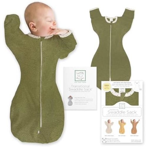 SwaddleDesigns Transitional Swaddle Sack, Arms Up Half-Length Sleeve Mitten Cuff, Most Gradual Transition Swaddle for Newborn