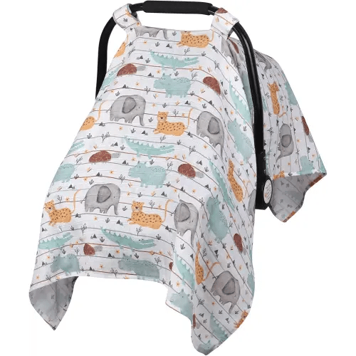 Metplus Muslin Carseat Cover for Babies,Breathable Infant Carseat Cover Lightweight Baby Carrier Cover for Girls Boys, Fit Spring Summer/Hot Days/Warm Weather