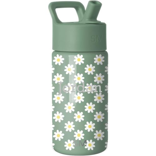 Simple Modern Personalized Kids Water Bottle with Straw Lid | 14oz Insulated Stainless Steel Kids Tumbler & Spill Proof Toddler Cup for School, Girls, Boys | Summit | Sage Florals