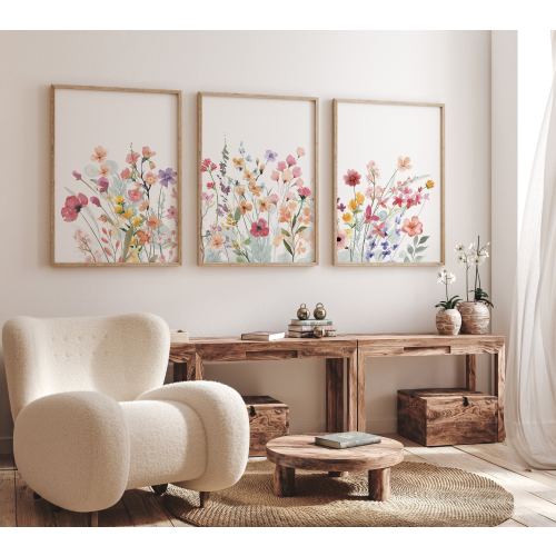 Watercolor Wildflower Nursery Print: Boho Floral Wall Art