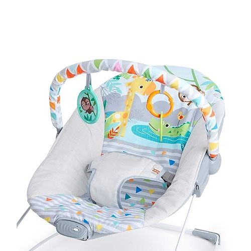 Amazon.com : Bright Starts Baby Bouncer Soothing Vibrations Infant Seat - Removable -Toy Bar, Nonslip Feet, 0-6 Months Up to 20 lbs (Safari Fun) : Baby