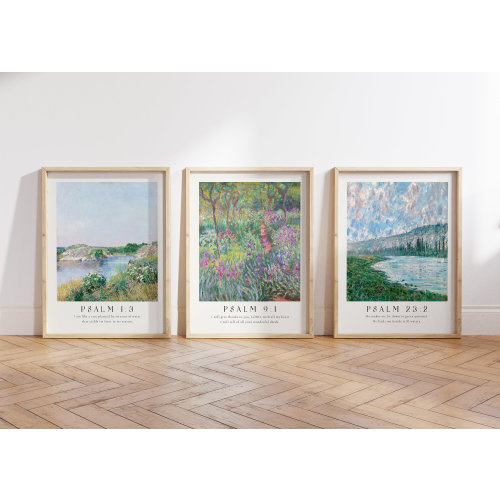 Psalm Collection Printed & Shipped | Modern Scripture Decor | Bible verse prints | Claude Monet | Childe Hassam | Christian Home Decor Print