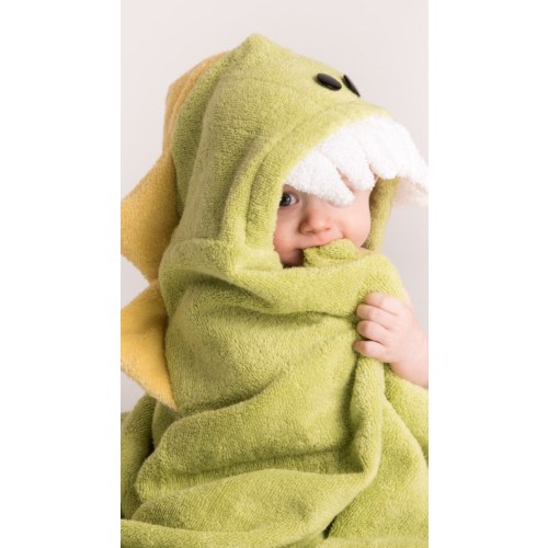 Green Dinosaur Hooded Towel