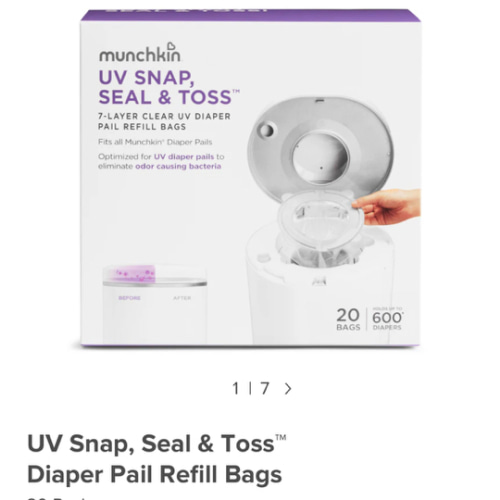 UV Snap, Seal & Toss™ Diaper Pail Refill Bags, 20 Pack | Munchkin