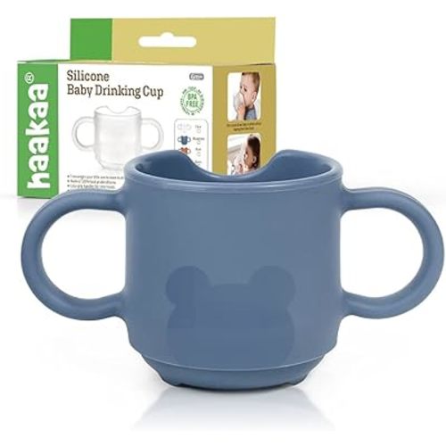 haakaa Silicone Toddler Cups, BPA Free Drop-Proof Training Cups for Baby 6 Months+, 5 Ounce (Bluestone)