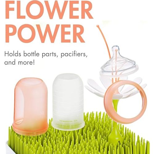 Boon Grass Countertop Drying Rack Bundle - Includes Grass, Stem, and Twig - Capacity for 4 Baby Bottles and Baby Accessories - Baby Bottle-Feeding Supplies - 9.5 x 9.5 x 3