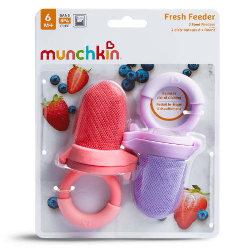 Munchkin Fresh Food Feeder 2 Pack with Mesh for Baby Food and Teething Coral Purple