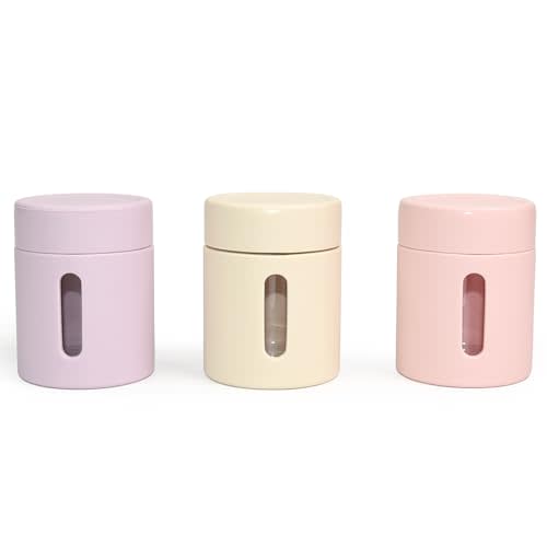 3 Pack Silicone Glass Baby Food Storage Containers, 4 Oz Glass Baby Food Jars with Lids Snack, Puree, Reusable Small Containers, Breast Milk, Fridge or Freezer, Microwave & Dishwasher Safe