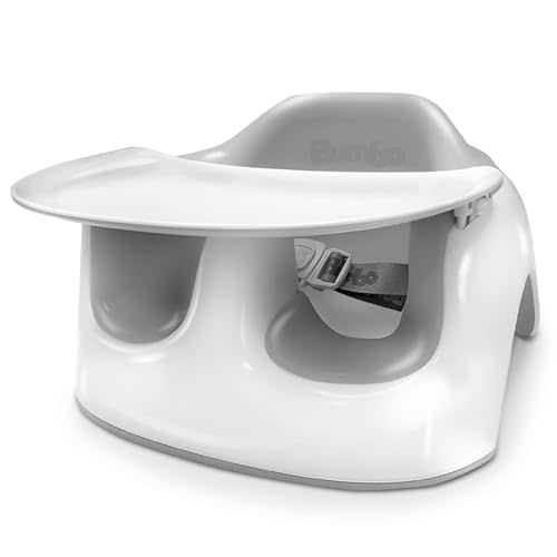 Bumbo Baby Floor Seat Lite, Infant Sit Up Chair & Tray, Extra Legroom, Cool Grey