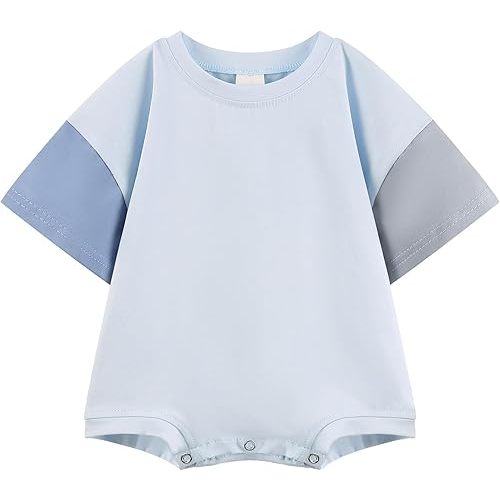 Bafeicao Baby Boy Girl Bubble Romper Color Block Short Sleeve T Shirt Newborn Summer Bodysuit