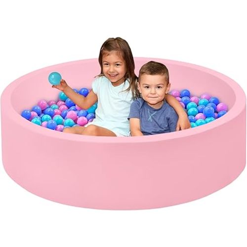 Baby Ball Pit for Toddlers, 47.2" x 13.8" Foam Ball Pit for Kids, Soft Round Ball Pool for Baby, Indoor and Outdoor Playpen, Ideal Gift for Children, Pink, (Balls not Included)