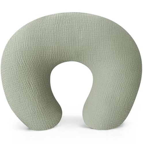 Konssy Muslin Nursing Pillow Covers, 100% Cotton Soft & Adorable Covers for Breastfeeding Pillows, Slipcovers for Newborn Baby Boys & Girls