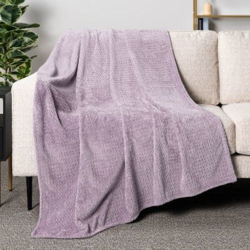 PAVILIA Lightweight Fleece Throw Blanket for Couch, Soft Warm Flannel Blankets for Bed , Lavender Purple/Throw - 50x60