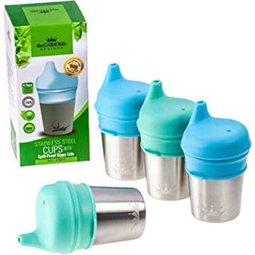 SunZio Sippy Cups for Toddlers and Kids Stainless Steel Spill Proof Sippy  Cup with Straw with Silicone Lids BPA Free Plastic Free Break Proof Easy To  Grip Soft Spout Cup for Babies