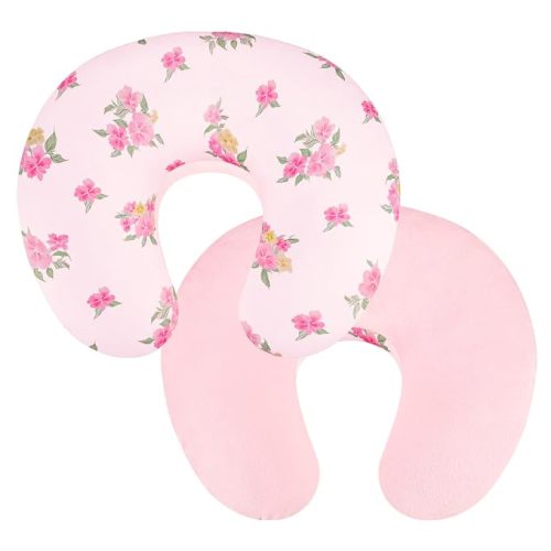 Nursing Pillow Cover, Ultra Soft Breastfeeding Pillow Covers for Newborn Baby Boys and Girls, Easy Removal and Machine Washable Slipcover, 1 Pillowcase Only (Pink Flowers)