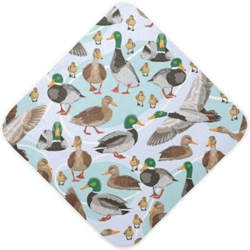 Pigsaly Cute Mallard Ducks Hooded Baby Towel Farmhouse Animals Baby Bath Towel Unisex Toddlers Hooded Towels Cotton Boy Washcloths Girl Shower Towel for Infant Newborn 30 x 30 in