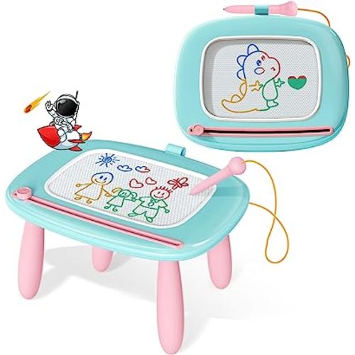 Kikidex Toddlers Toys Age 1-3, Magnetic Drawing Board, Toddler Girl Toys for 1-2 Year Old, Doodle Board Pad Learning and Educational Toys for 1 2 3 Year Old Baby Kids Birthday Gift (Mint Blue)