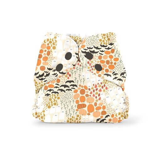 Esembly Cloth Diaper Cover - Reusable Swim Diaper, Waterproof, Breathable - Adjustable Outer Layer Over Absorbent Inner for Blowout Protection - Pumpkin Patch, Size 1 (7-17lbs)