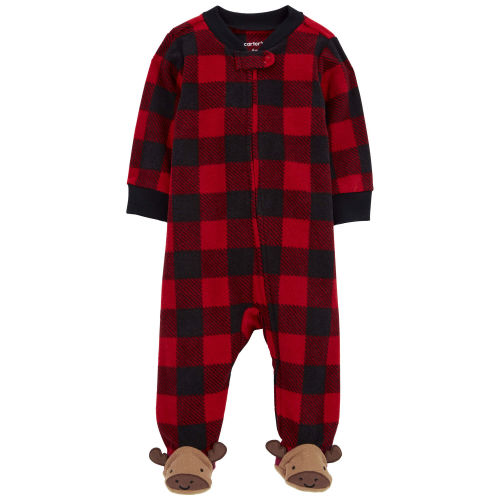 Baby Plaid Fleece Zip-Up Footie Sleep & Play Pajamas