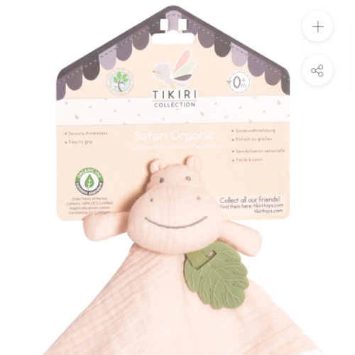 Hippo Comforter with Rubber Teether