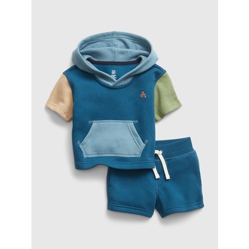 Baby Colorblock Sweat Shorts Set in magical blue, size: 0-3 M