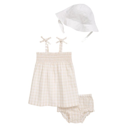 Baby Smocked Dress & Bucket Hat Set, 6M