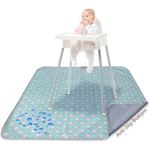 Splat Mat for Under High Chair Mat, Mealtime Baby Art/Crafts/Playtime, Anti Slip Waterproof Splash Machine Washable Portable Picnic Floor Feeding Table Cloth, 42x46 Inch