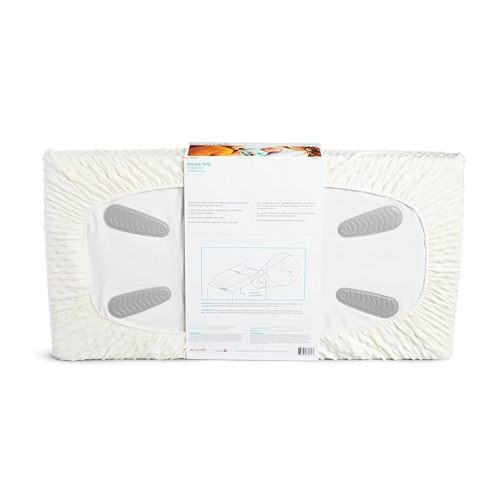 Munchkin Secure Grip Baby Diaper Changing Pad with Cover for Dresser, Waterproof and Wipeable, Contoured, Standard Size (16" x 31"), White