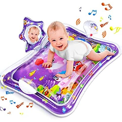 SEPHIX Mirror Water Tummy Time Mat, Baby Stuff for Newborn Toys 0-6-12 Months Girls Gifts, Infant Sensory Toys for Babies 0-3-6 Months Teething Crawling Development Activity Center for Christmas