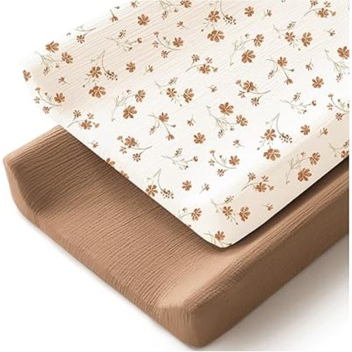 Changing Pad Cover for Neutral Baby Muslin Soft Cotton Diaper Changing Table Pad Cover Changing Pad Sheets for Girls and Boys - 2 Pack